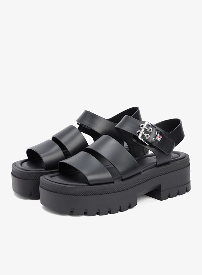 TOMMY JEANS Leather Cleat Platform Sandals - Image 3
